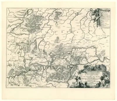 Kaart met de posities van de geallieerden en de Fransen bij het beleg van Namen, 1695