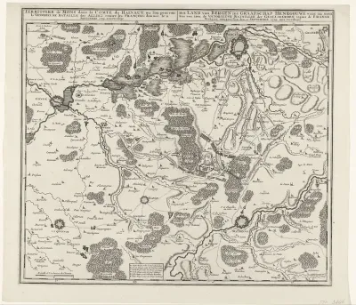Kaart met de slag bij Malplaquet, 1709