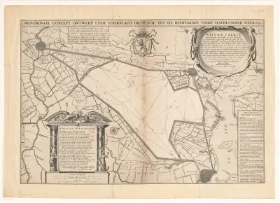 Kaart met een ontwerp voor de bedijking van de Haarlemmermeer, 1641