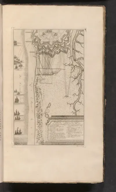 Kaart met het bombardement van Oostende, 1706