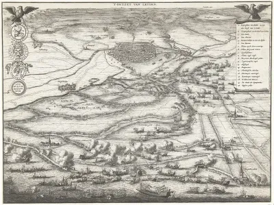 Kaart met het ontzet van Leiden, 1574