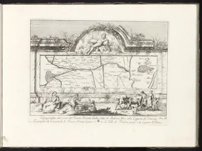 Kaart met het stroomgebied van de rivier de Brenta