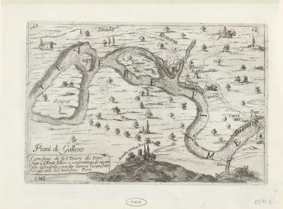 Kaart met loop van de Tiber