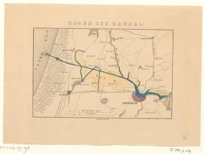 Kaart met plan van het Noordzeekanaal, 1864