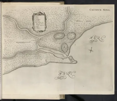 Kaart met plattegrond van Fort Elmina, ca. 1636-1644