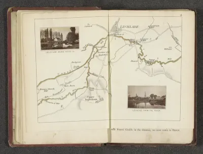 Kaart met twee afbeeldingen van Inglesham en Lechlade aan de Theems
