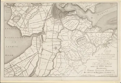Kaart van Amsterdam en de posities van de Pruisische troepen rondom de stad, 1787