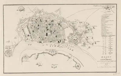 Kaart van Antwerpen met de stelling der Vijandelijke Armee, van den 12 December 1832