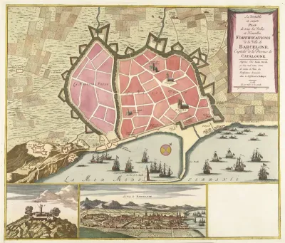 Kaart van Barcelona, ca. 1706
