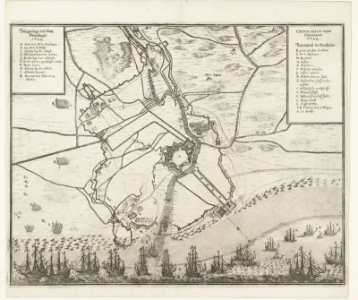 Kaart van beleg en verovering van Grevelingen, 1644