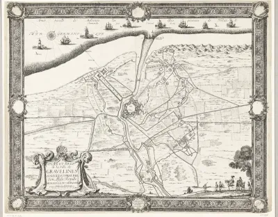 Kaart van beleg en verovering van Grevelingen, 1644