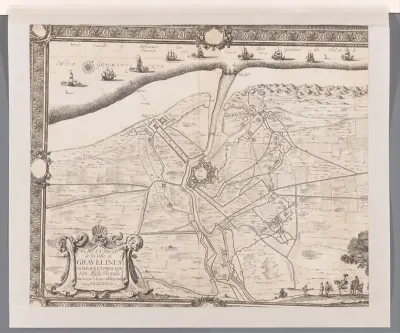 Kaart van beleg en verovering van Grevelingen