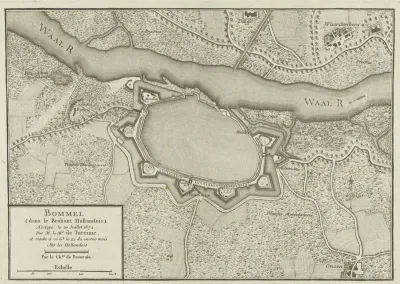 Kaart van Bommel, veroverd door de Fransen in 1672