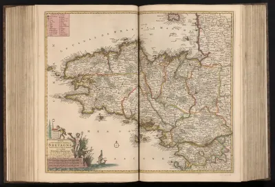 Kaart van Bretagne en omliggende gebieden