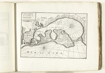 Kaart van Cartagena in Colombia, ca. 1702