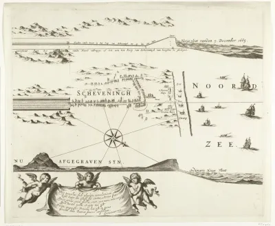 Kaart van de aanleg van de straatweg van Den Haag naar Scheveningen, 1664-1665 (derde blad)