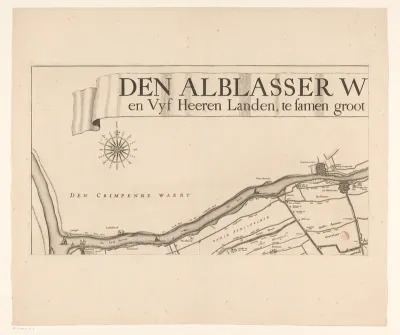 Kaart van de Alblasserwaard en de Vijfheerenlanden (deel linksboven)