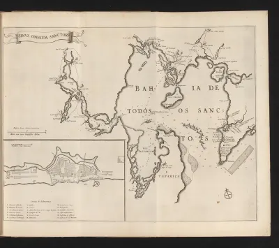 Kaart van de Allerheiligenbaai bij Salvador de Bahia, ca. 1636-1644
