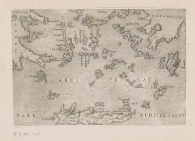 Kaart van de archipel in de Middellandse Zee bij Griekenland