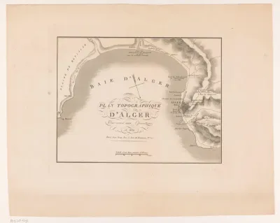 Kaart van de baai van Algiers ter voorbereiding van de invasie van Algiers door de Fransen in 1830