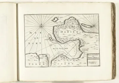 Kaart van de baai van Porto Bello in Panama, ca. 1702