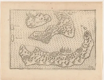 Kaart van de Banda-eilanden, 1599