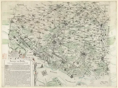 Kaart van de baronie van Breda met het beleg van 1624-1625