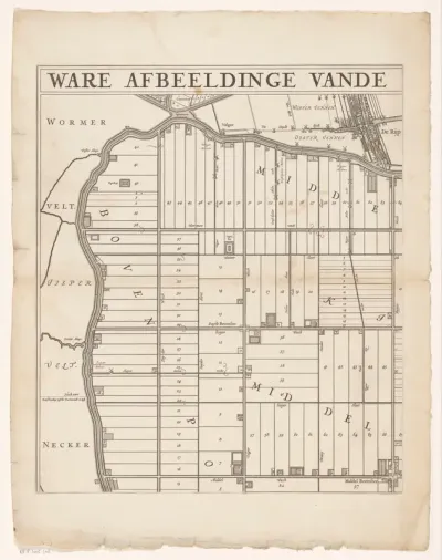 Kaart van de Beemster (deel linksboven)