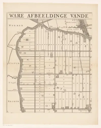 Kaart van de Beemster (deel linksboven)