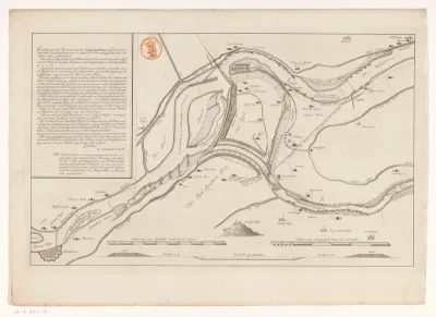 Kaart van de Boven-Rijn bij Schenkenschans