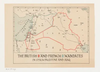 Kaart van de Britse en Franse mandaten in Syrië-Palestina en Irak