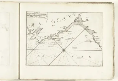 Kaart van de Franse kust bij Saint-Brieuc, ca. 1702