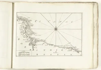 Kaart van de Franse kust tussen Barfleur en Bayeux, ca. 1702