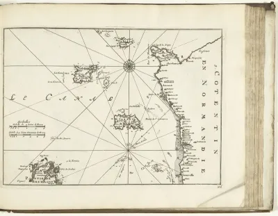 Kaart van de Franse kust tussen Cherbourg en Granville, 1726