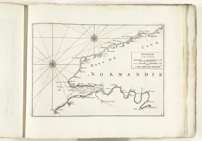 Kaart van de Franse kust tussen Dieppe en Honfleur, ca. 1702