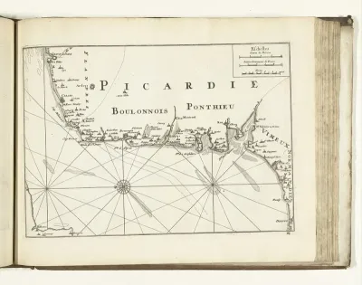 Kaart van de Franse kust tussen Gravelines en Dieppe, 1726