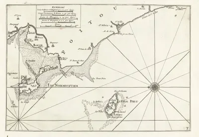 Kaart van de Franse westkust bij Île de Noirmoutier, ca. 1702