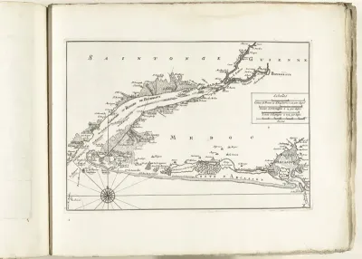 Kaart van de Franse westkust met de monding van de Garonne en Dordogne, ca. 1702