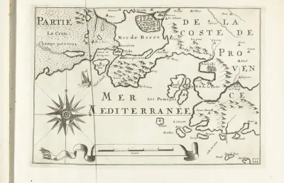 Kaart van de Franse zuidkust bij Marseille, ca. 1702