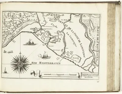 Kaart van de Franse zuidkust bij Montpellier, 1726