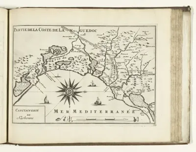 Kaart van de Franse zuidkust bij Narbonne, 1726