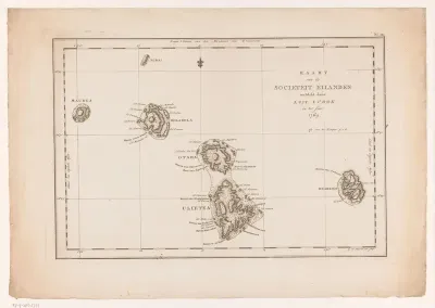 Kaart van de Genootschapseilanden in Frans-Polynesië