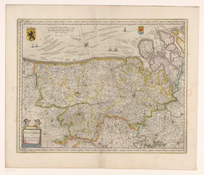 Kaart van de graafschappen Vlaanderen en Zeeland