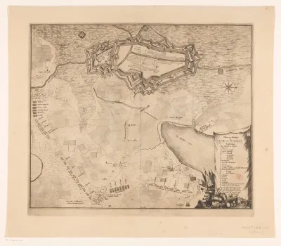 Kaart van de herovering van Zoutleeuw door de geallieerden, 1705