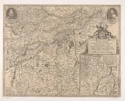 Kaart van de hertogdommen Gulik, Kleef en Berg, strijdtoneel van de Gulik-Kleefse kwestie, 1610