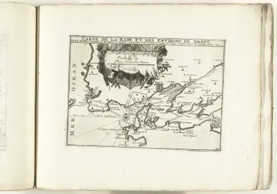Kaart van de kust bij Brest, ca. 1702