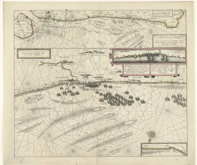 Kaart van de kust bij Duinkerke en van de Vlaamse kust van Walcheren tot Boulogne, 1631