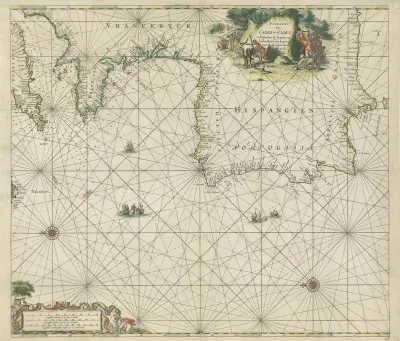Kaart van de kust tussen Calais en Cadiz