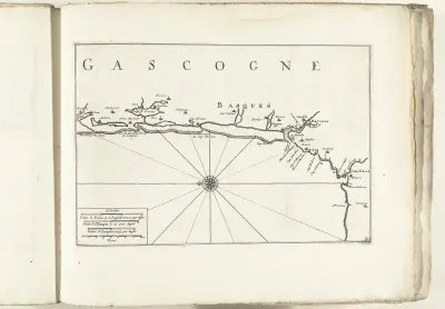 Kaart van de kust van Gascogne bij Bayonne, ca. 1702