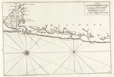 Kaart van de kust van Gascogne, ca. 1702